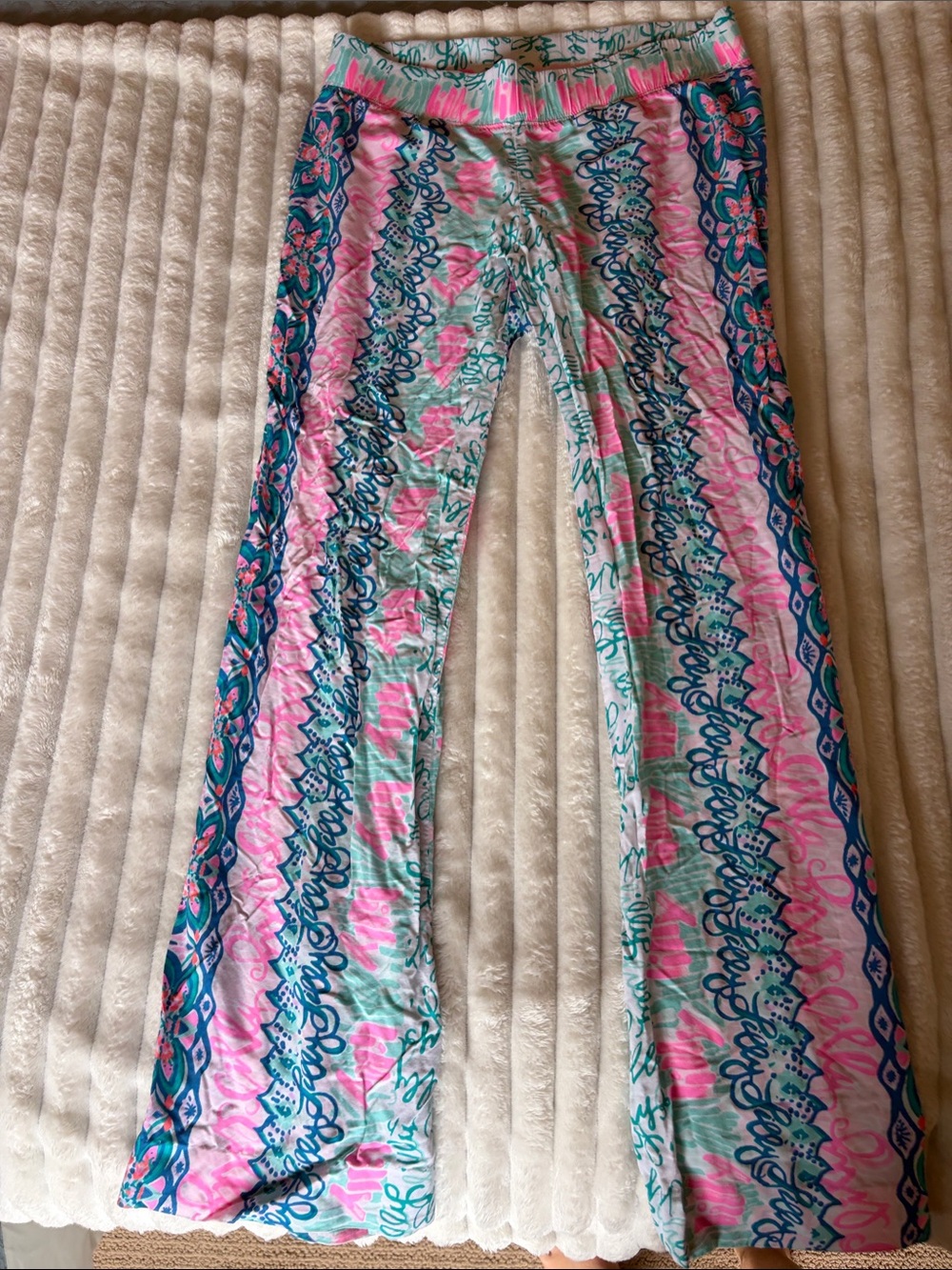 Lilly Pulitzer Pink & Teal Printed Palazzo Pants